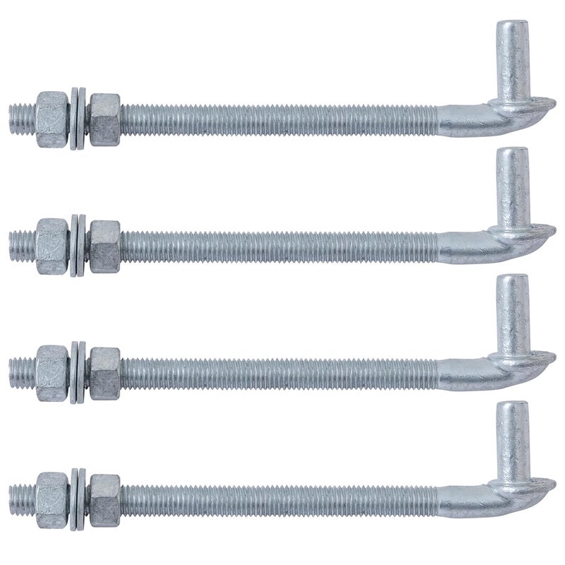 VIVIDA 10"" J Bolt Gate Hinge 4 Pack, Chain Link Gate Bolt Hinge with 5/8"" Male Pin, Galvanized Steel, Nuts & Washers Included - Image 1